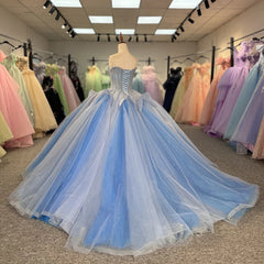 Beautiful Blue Quinceanera Dress 2025 Sequin Ball Gown Lace Up Sweet 16 Dress