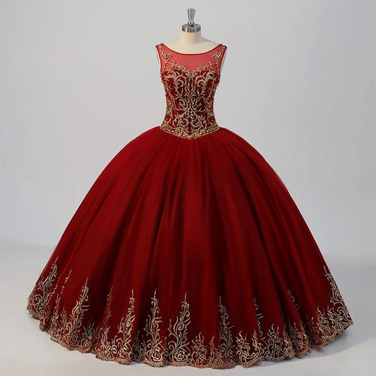 Red Quinceanera Dress Sleeveless Sweet 16 Dress Lace Up Birthday 15 Party Ball Gown Dress