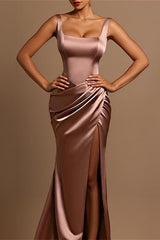 Sheath/Column Prom Dress Square Neckline Floor-length Formal Dress