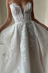 Ivory Wedding Dress Sweetheart Appliques A Line Bridal Dress