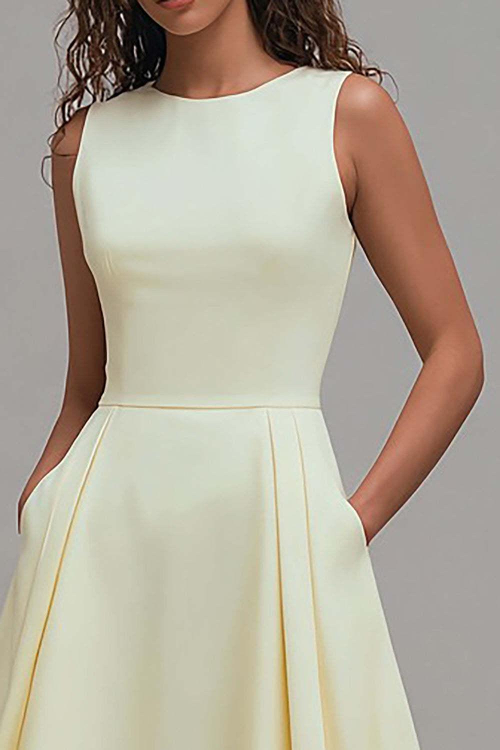 Daffodil A-Line Sleeveless Crew Neck Long Prom Dress