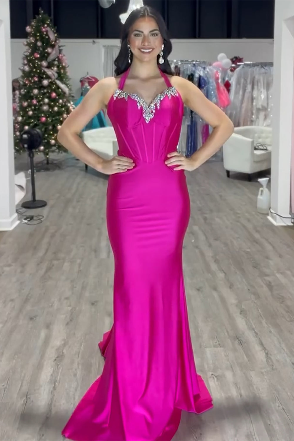 Dark Green Prom Dress Floral Mermaid Spaghetti Straps Long Evening Dress