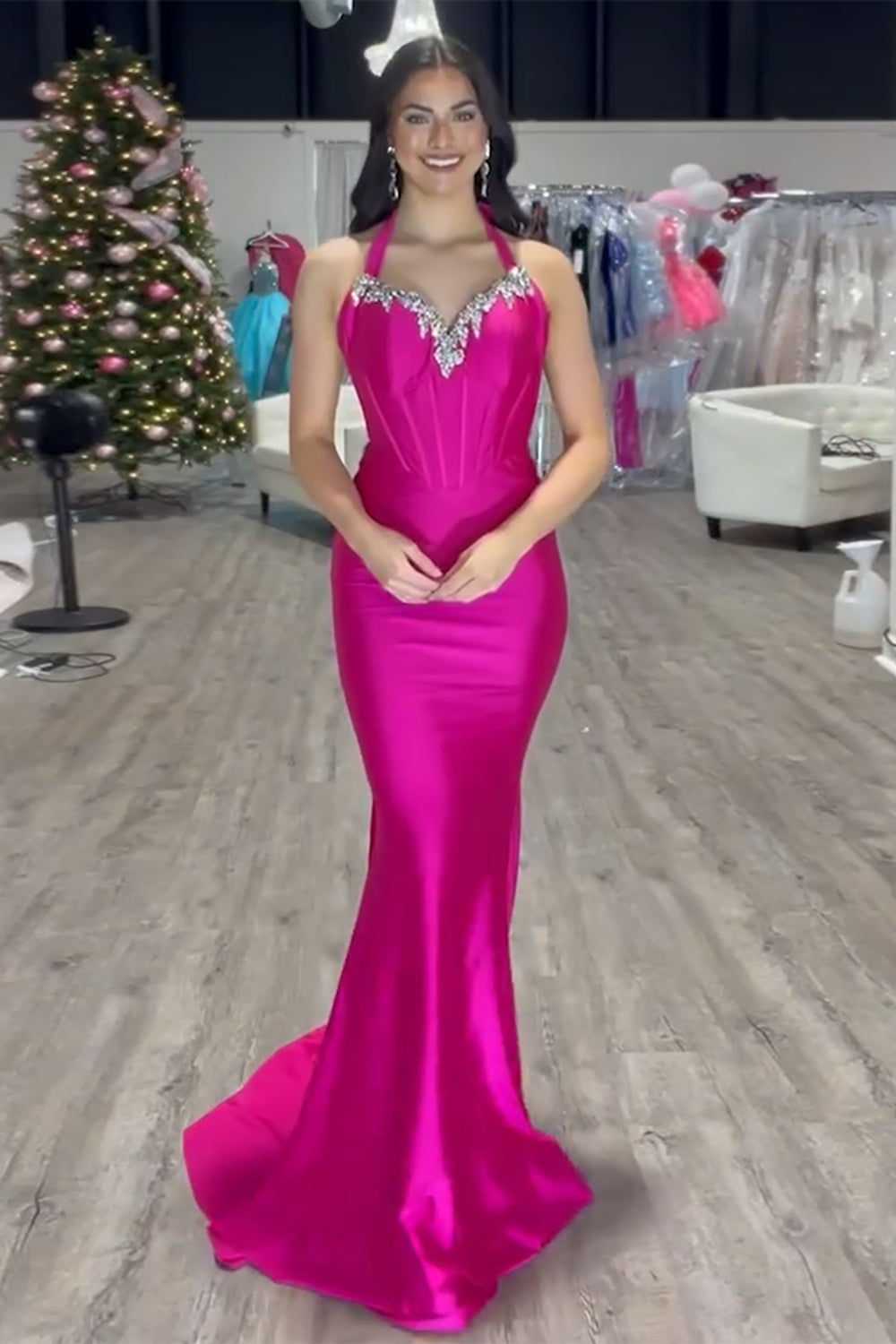 Dark Green Prom Dress Floral Mermaid Spaghetti Straps Long Evening Dress