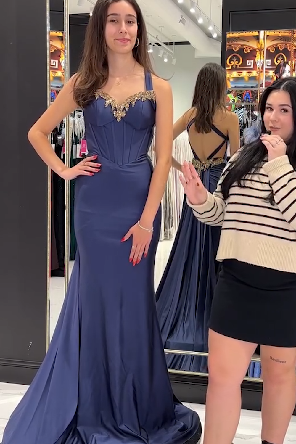 Dark Green Prom Dress Floral Mermaid Spaghetti Straps Long Evening Dress