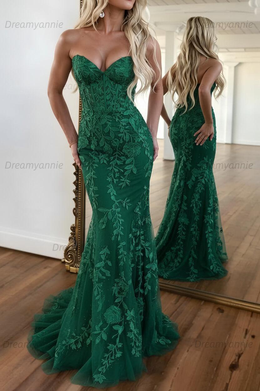 Mermaid Prom Dress Purple Sweetheart Evening Dress With Appliques