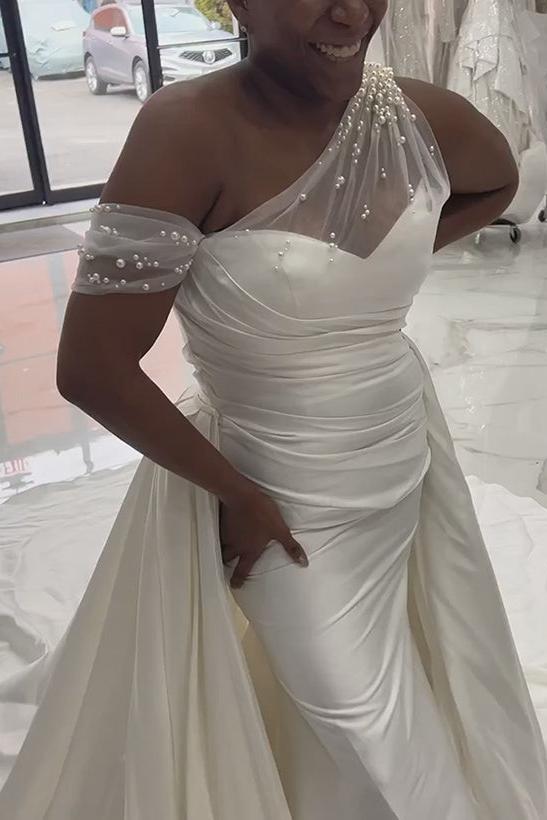 Detachable Satin Wedding Dresses With Beading