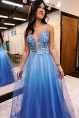 Dreamyannie A Line Prom Dress Tulle Lace Long Evening Dress