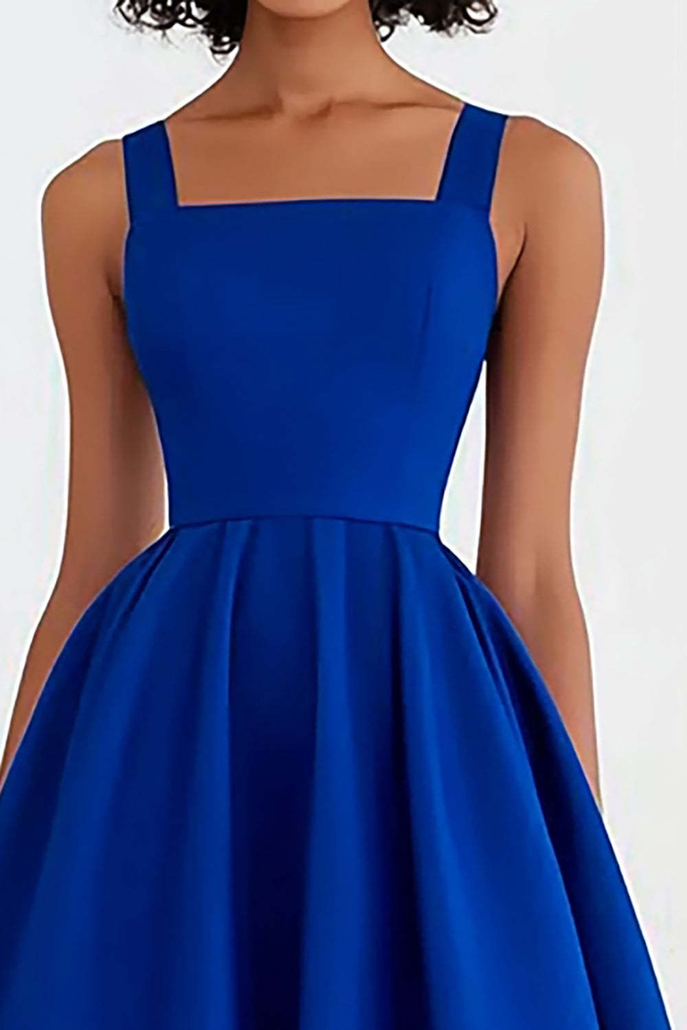 Dreamyannie A Line Royal Blue Wedding Guest Dress Square Neck Knee-Length Formal Dress