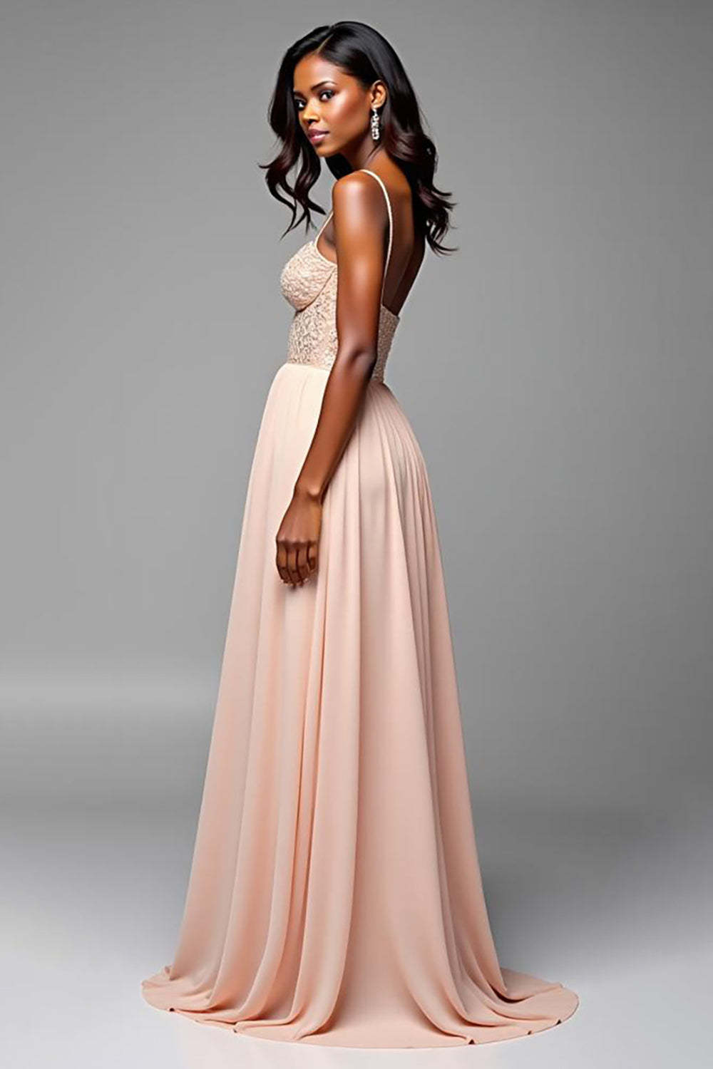Dreamyannie A Line Sweetheart Champagne Wedding Guest Dress Long Formal Dress