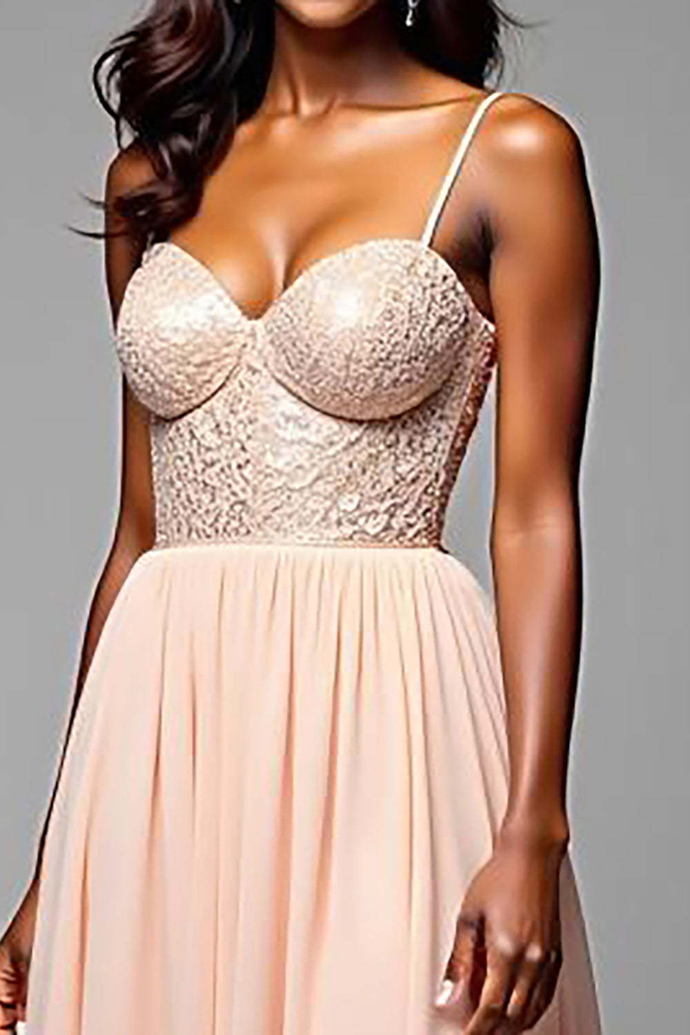 Dreamyannie A Line Sweetheart Champagne Wedding Guest Dress Long Formal Dress