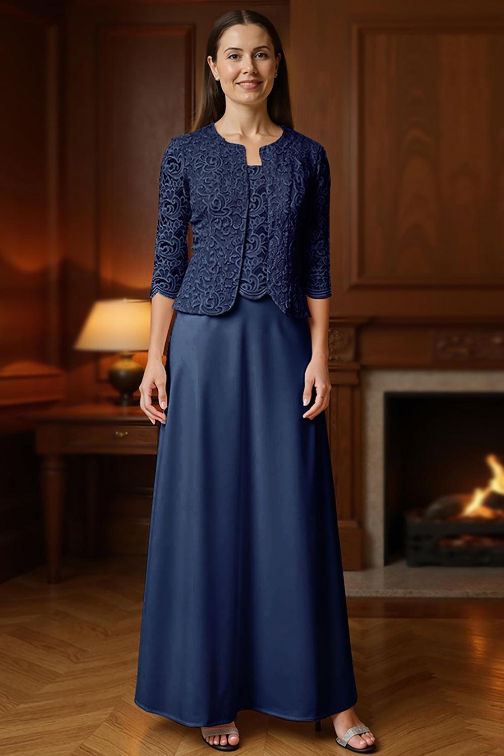 Dreamyannie Apricot Chiffon Square Neck Floor Length 3 Piece Mother Of The Bride Dress With Jacket