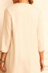Dreamyannie Apricot Embroidered Round Neck 3 Piece Mother Of The Bride Pant Suits With Jacket