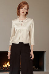 Dreamyannie Black Apricot Beaded 3 Piece Mother Of The Bride Pant Suits With Jacket