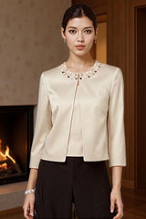 Dreamyannie Black Apricot Beaded 3 Piece Mother Of The Bride Pant Suits With Jacket