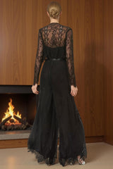 Dreamyannie Black Lace Sweetheart 2 Piece Mother Of The Bride Jumpsuits With Jacket