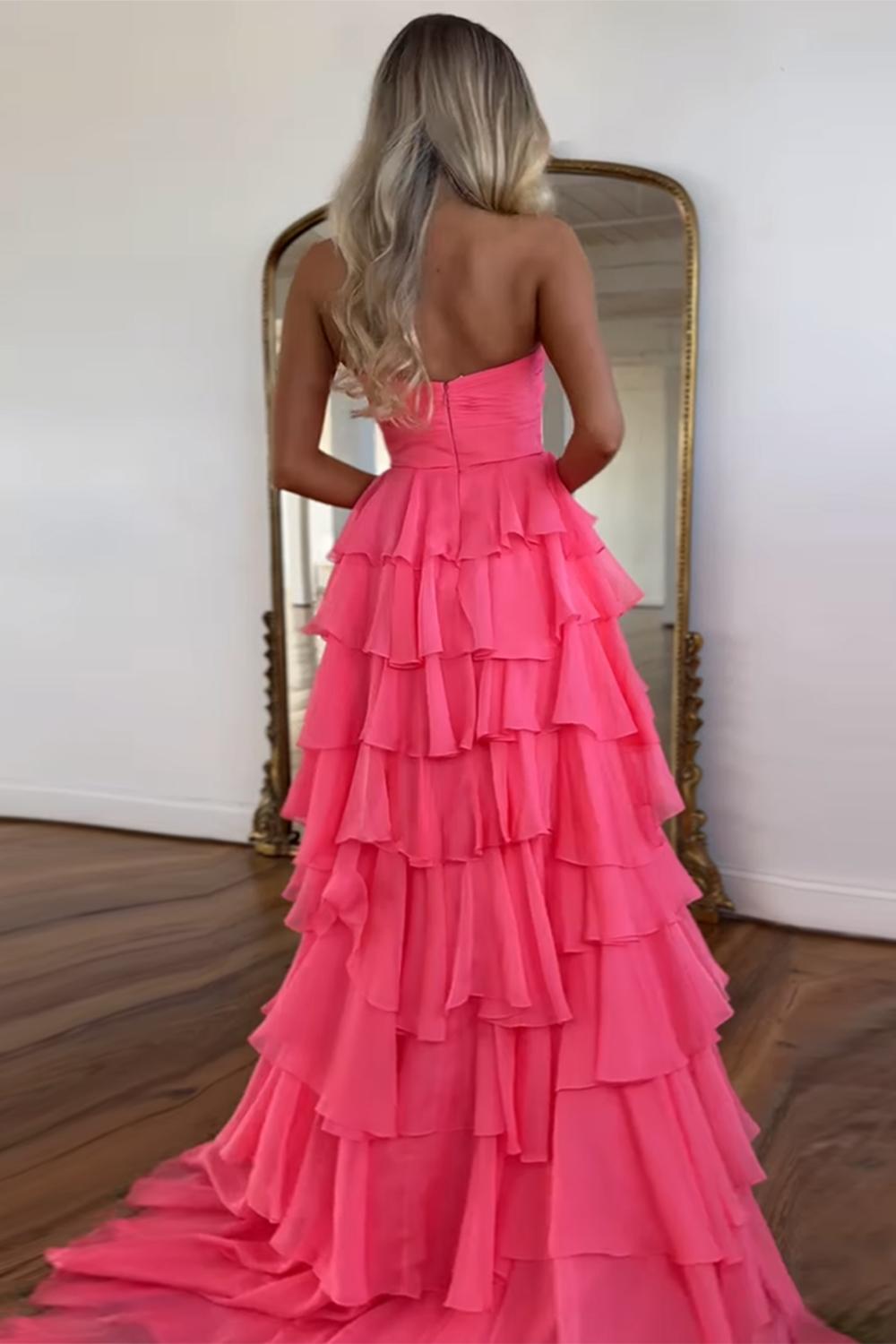 Dreamyannie Black Prom Dress White Prom Dress Sweetheart Ruffled Long Formal Dress With Slit