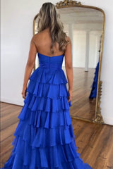 Dreamyannie Black Prom Dress White Prom Dress Sweetheart Ruffled Long Formal Dress With Slit