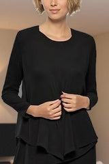 Dreamyannie Black Round Neck Chiffon 3 Piece Mother Of The Bride Pant Suits With Sleeves