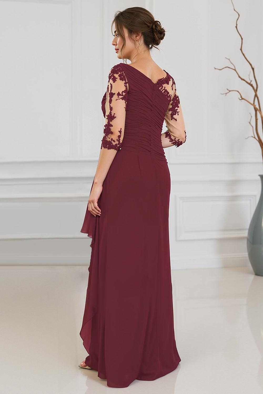 Dreamyannie Black Sheath Boat Neck Floor Length Mother Of The Bride Dress With Lace
