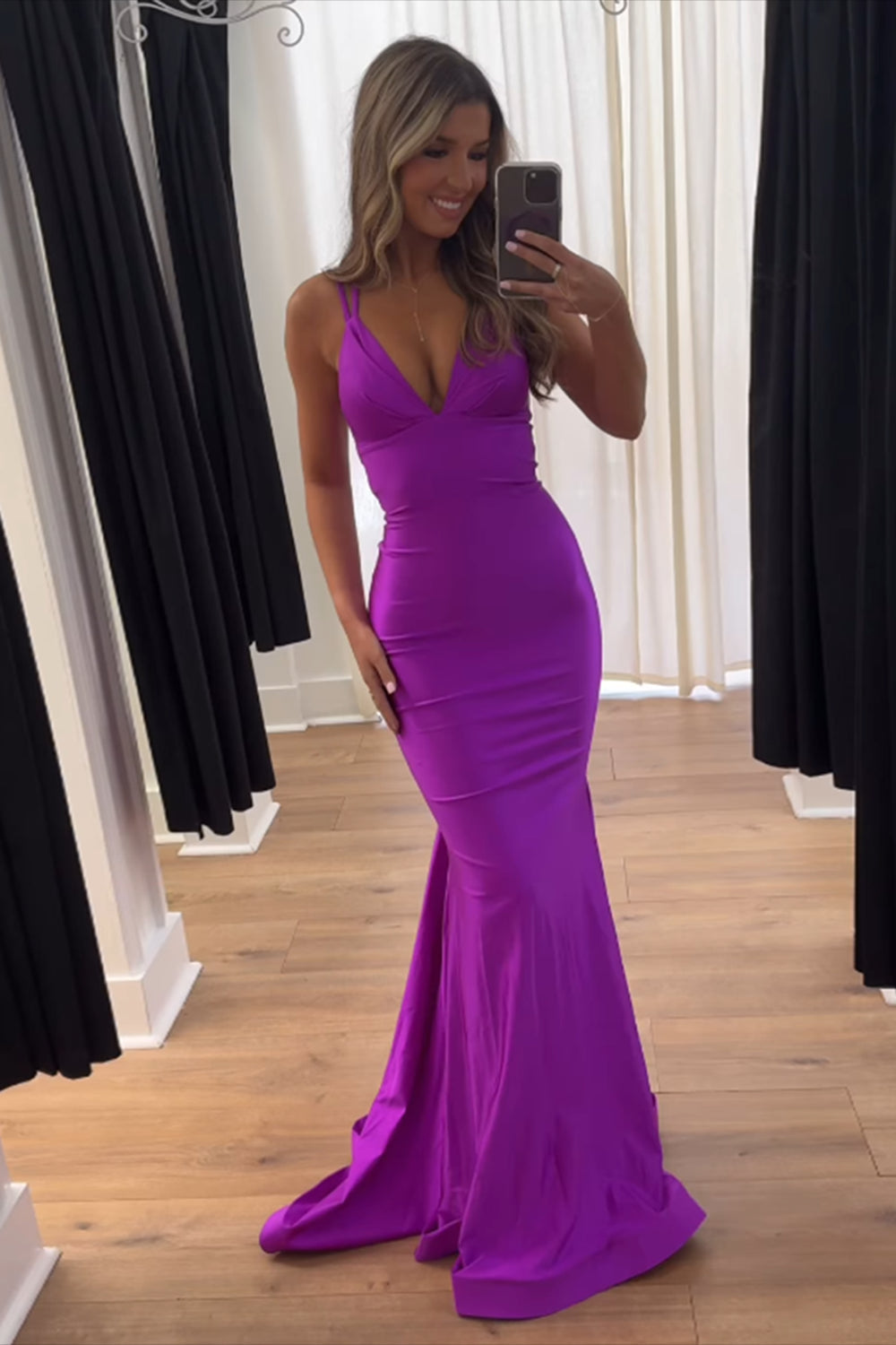 Dreamyannie Blue Prom Dress Mermaid Lace-Up Back Long Formal Dress