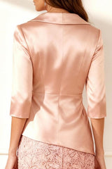 Dreamyannie Blush Pink Satin Bodycon Knee Length Mother Of The Bride Dress With Lace