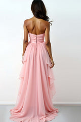 Dreamyannie Blush Pink Wedding Guest Dress Asymmetrical Sweetheart High-Low Formal Dress