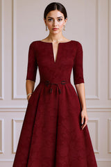 Dreamyannie Burgundy Tube Top A Line Floor Length Mother Of The Bride Dress With Sleeves