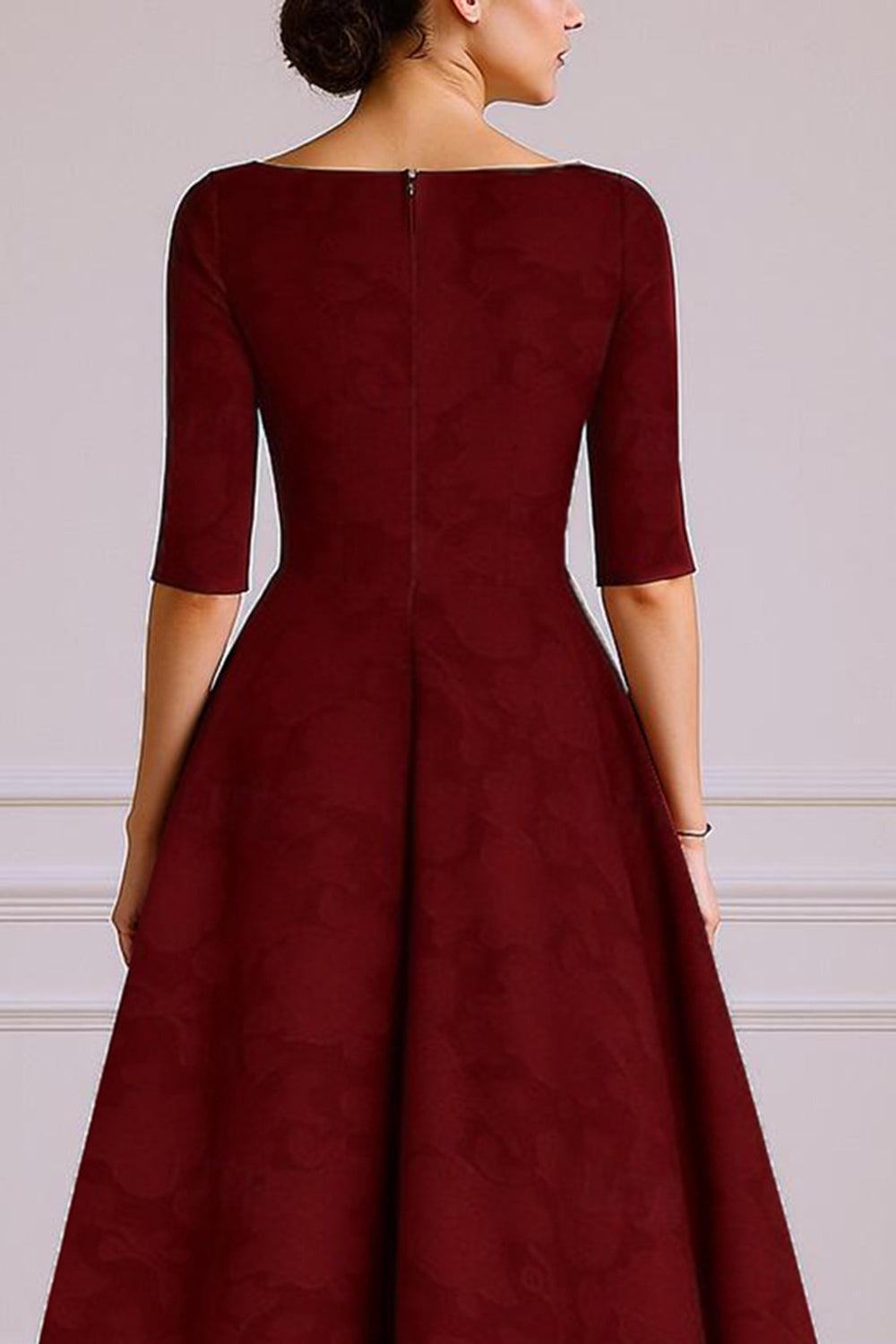 Dreamyannie Burgundy Tube Top A Line Floor Length Mother Of The Bride Dress With Sleeves
