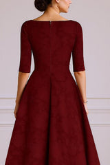 Dreamyannie Burgundy Tube Top A Line Floor Length Mother Of The Bride Dress With Sleeves