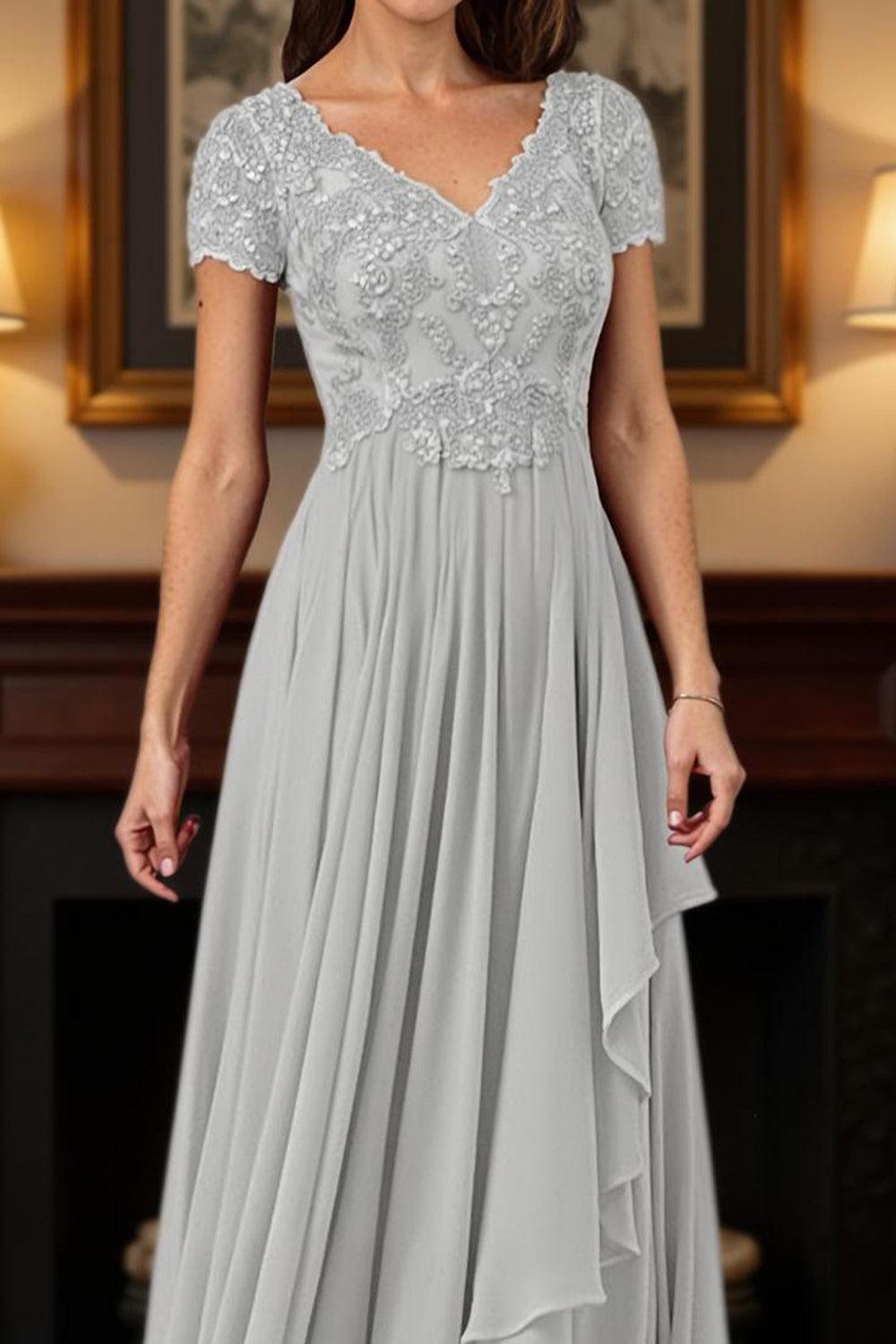 Dreamyannie Burgundy V Neck A Line Floor Length Mother Of The Bride Dress With Lace