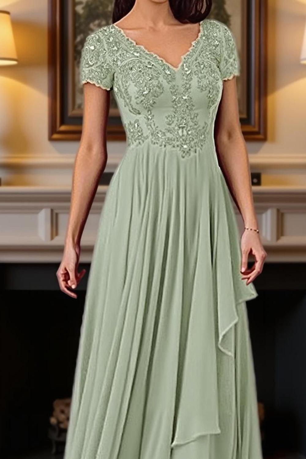 Dreamyannie Burgundy V Neck A Line Floor Length Mother Of The Bride Dress With Lace