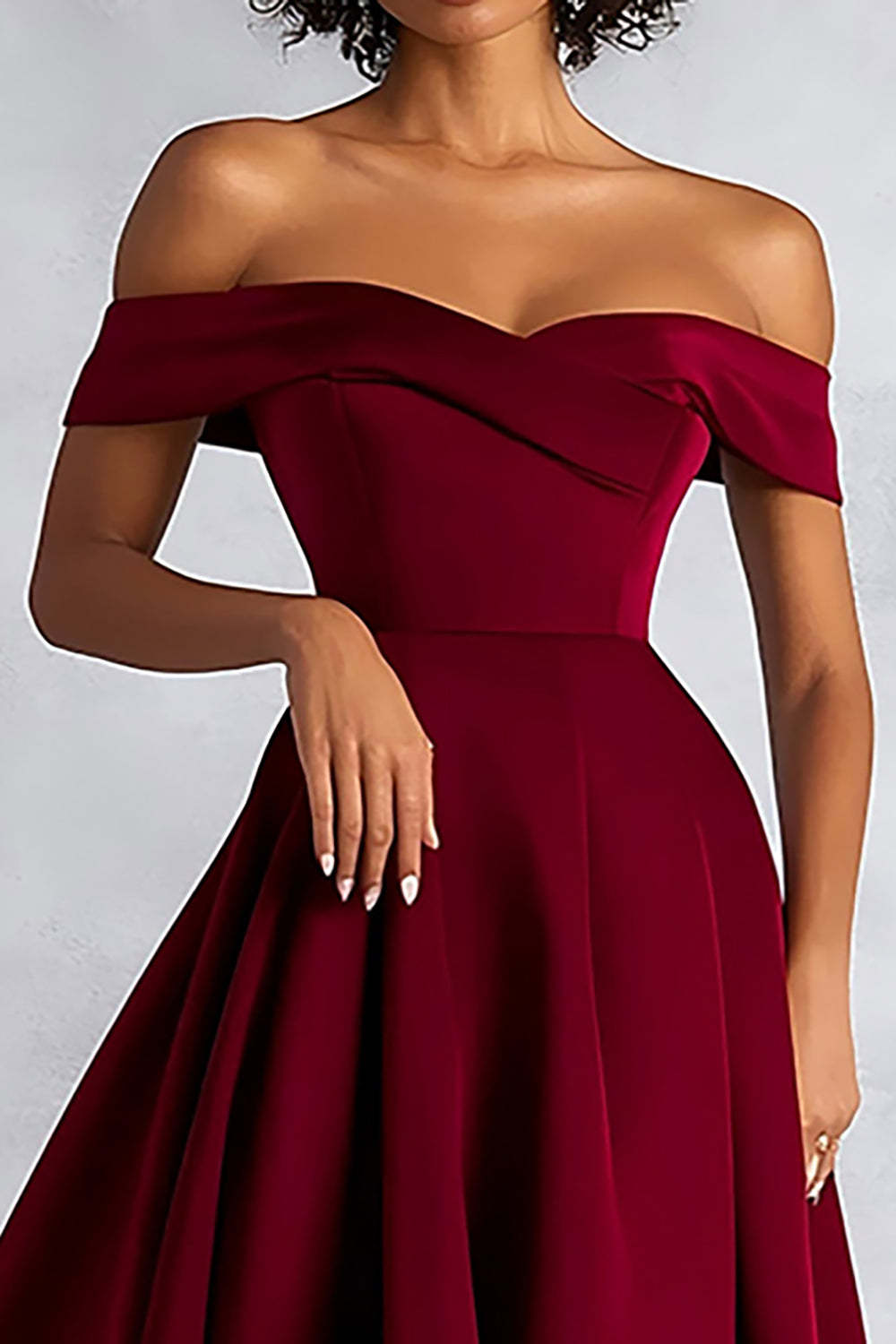 Dreamyannie Burgundy Wedding Guest Dress A Line Ruched Knee-Length Formal Dress