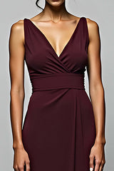 Dreamyannie Cabernet Sheath Backless Long Formal Dress With Slit