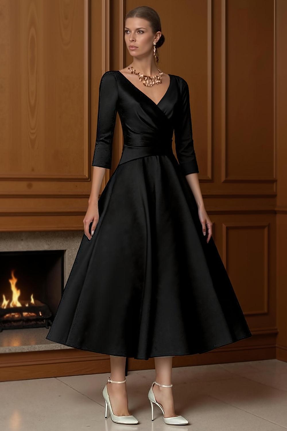 Dreamyannie Champagne A Line Ankle Length Satin Mother Of The Bride Dress With Sleeves