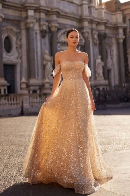 sachin and babi light blue dress Strapless V Neck Champagne Lace Long Prom Dresses, Champagne Lace Wedd
