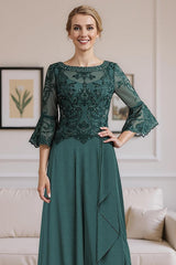 Dreamyannie Dark Green A Line Floor Length Mother Of The Bride Dress With Beading