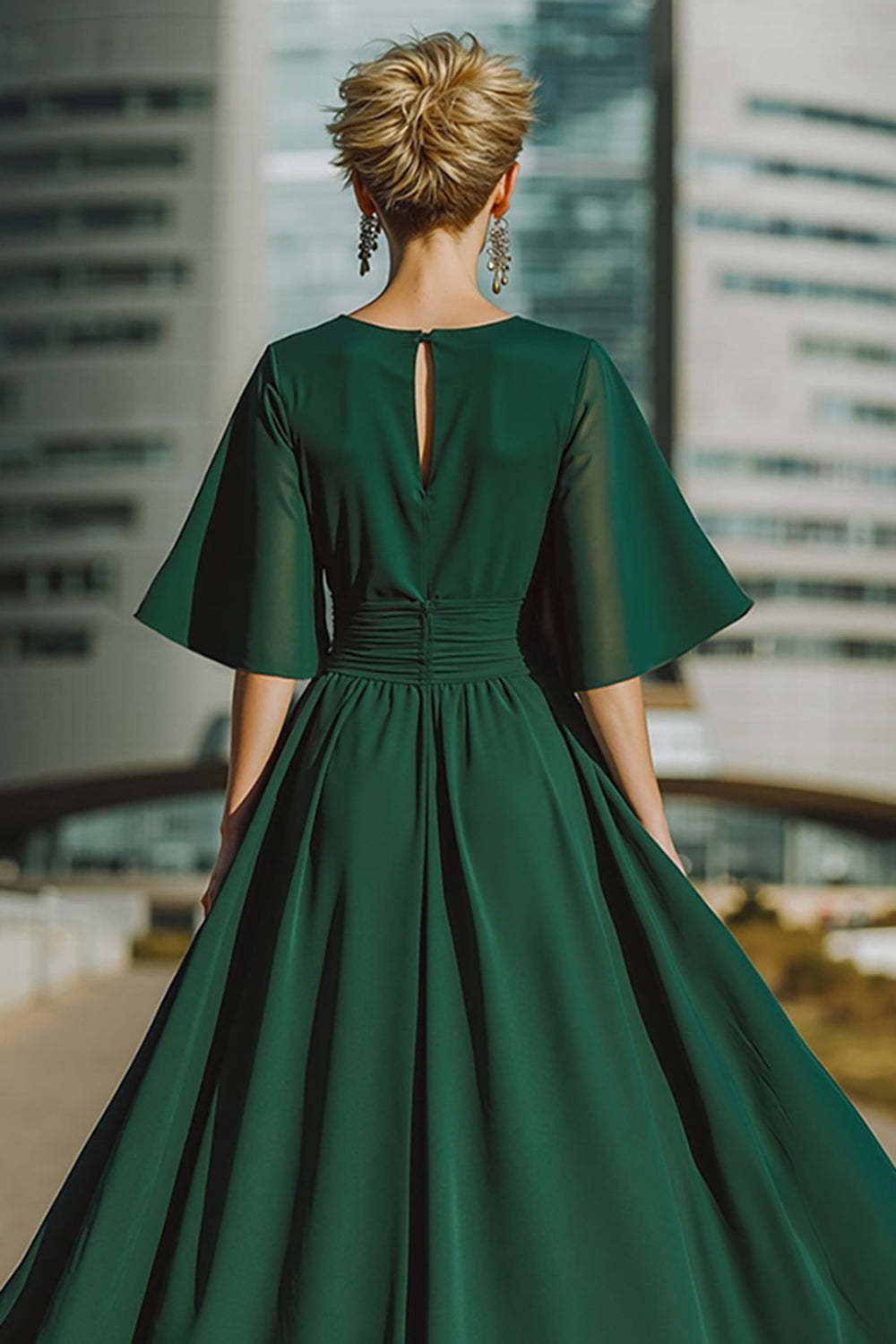 Dreamyannie Dark Green Boat Neck Long Mother Of The Bride Jumpsuits With Cape