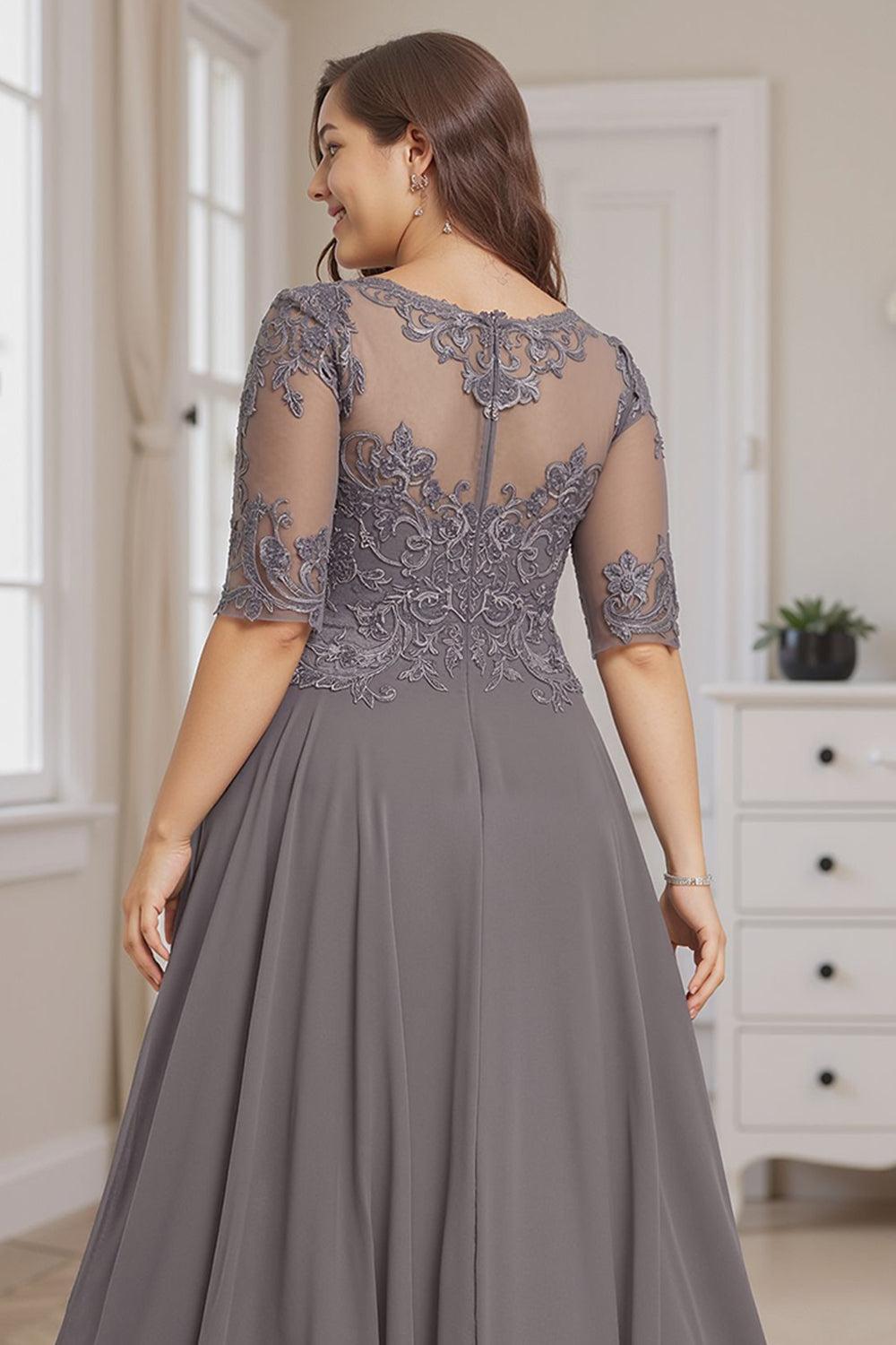 Dreamyannie Dusk Boat Neck A Line Ankle Length Mother Of The Bride Dress With Lace
