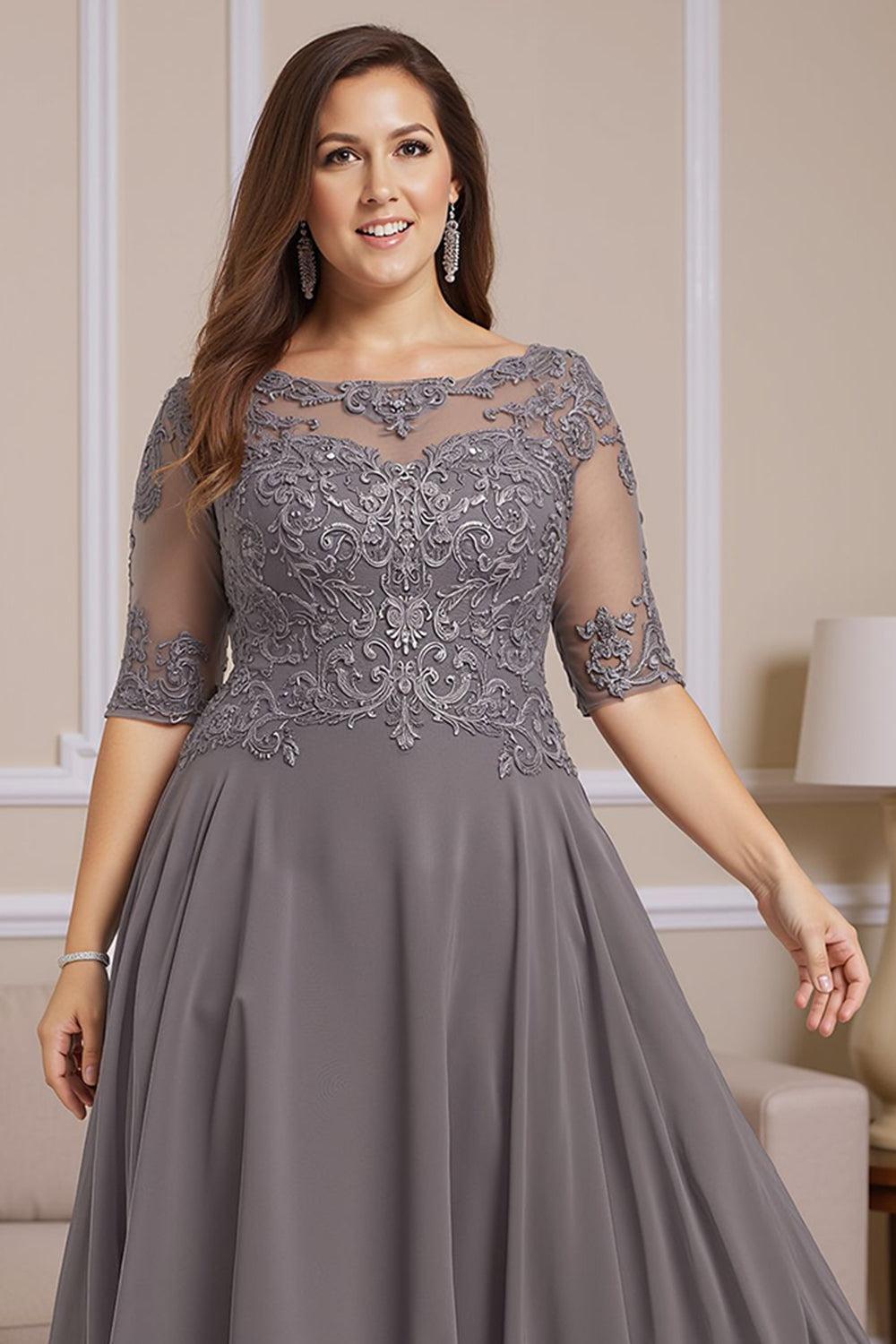 Dreamyannie Dusk Boat Neck A Line Ankle Length Mother Of The Bride Dress With Lace