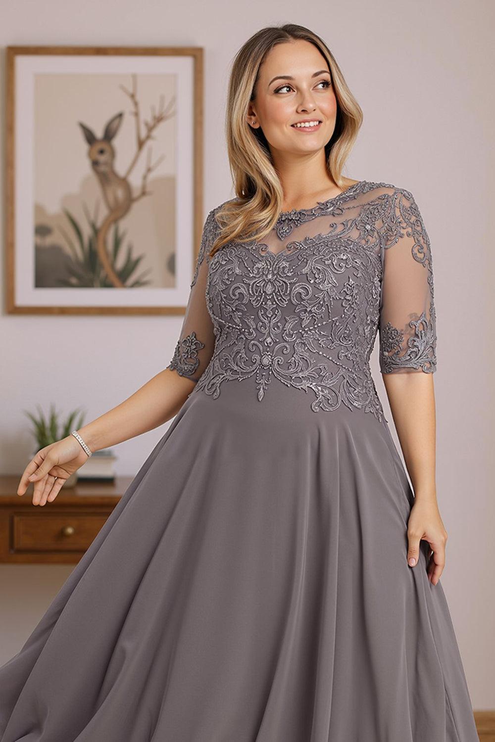 Dreamyannie Dusk Boat Neck A Line Ankle Length Mother Of The Bride Dress With Lace