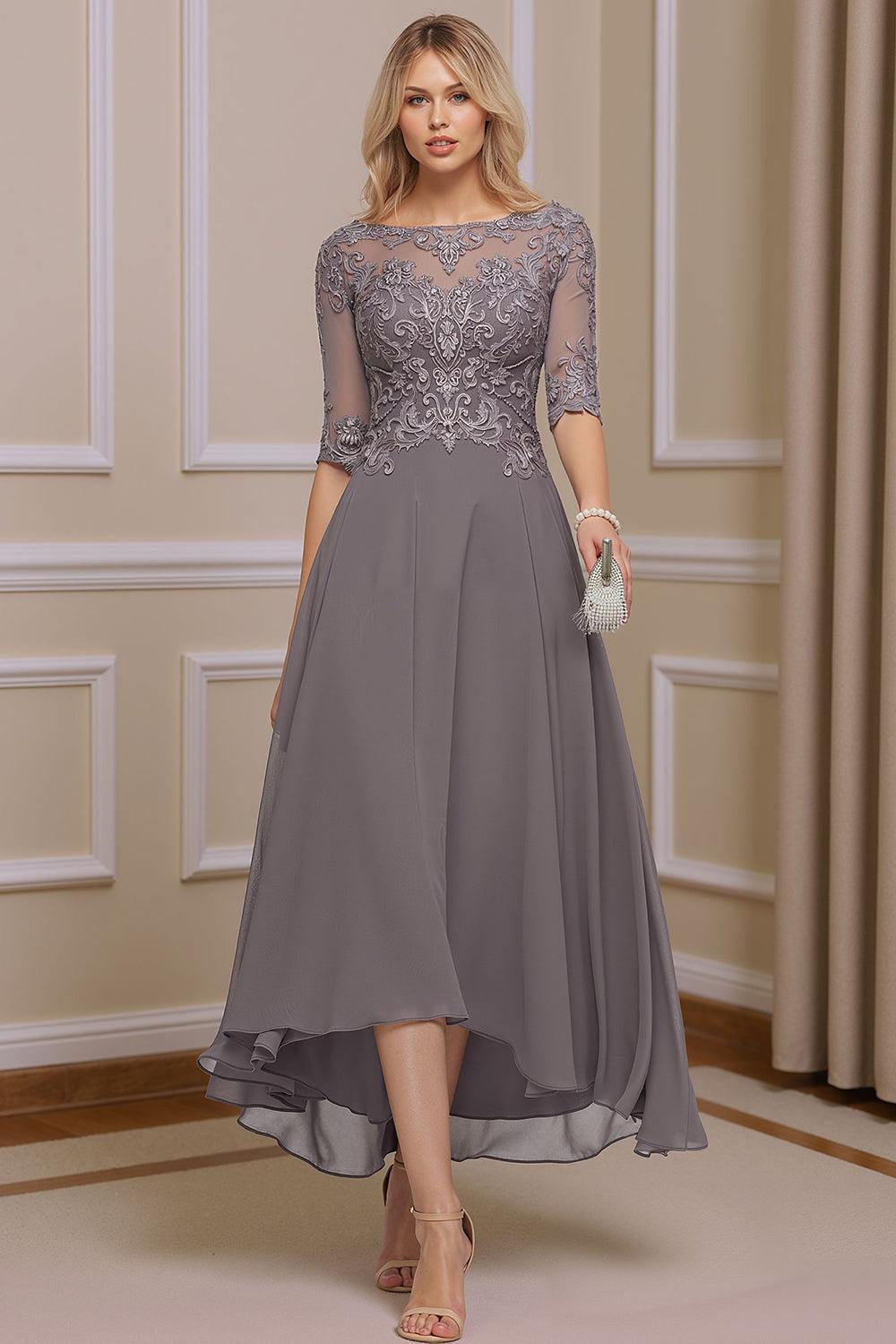 Dreamyannie Dusk Boat Neck A Line Ankle Length Mother Of The Bride Dress With Lace