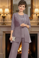 Dreamyannie Dusk Sequin 3 Piece Mother Of The Bride Pant Suits With Jacket