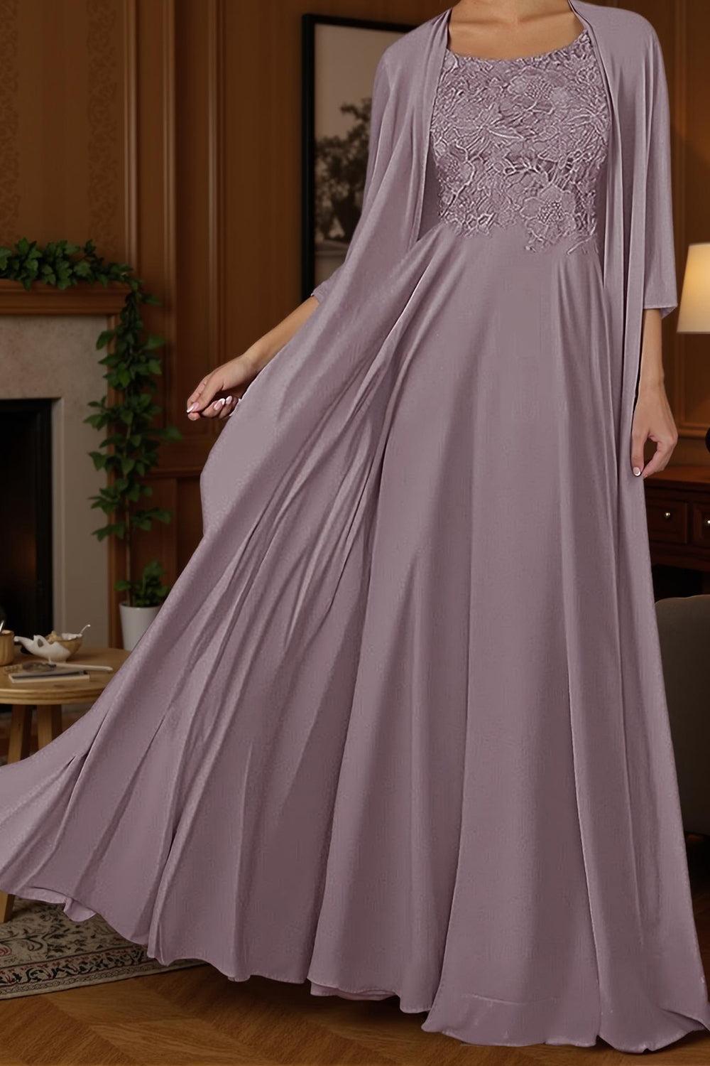 Dreamyannie Dusty Blue Sheath Floor Length 2 Piece Mother Of The Bride Dress With Jacket