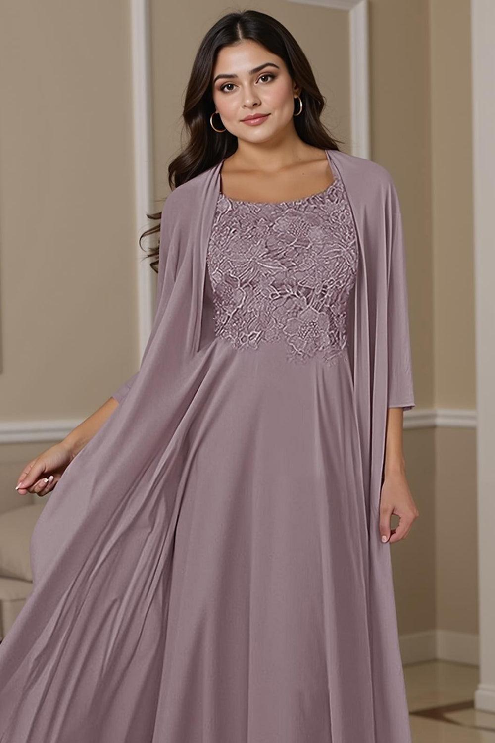 Dreamyannie Dusty Blue Sheath Floor Length 2 Piece Mother Of The Bride Dress With Jacket