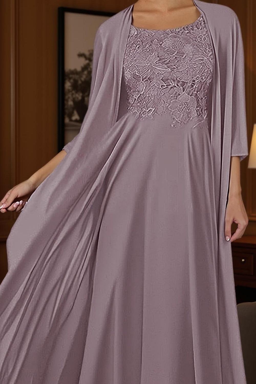 Dreamyannie Dusty Blue Sheath Floor Length 2 Piece Mother Of The Bride Dress With Jacket