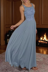 Dreamyannie Dusty Blue Sheath Floor Length 2 Piece Mother Of The Bride Dress With Jacket