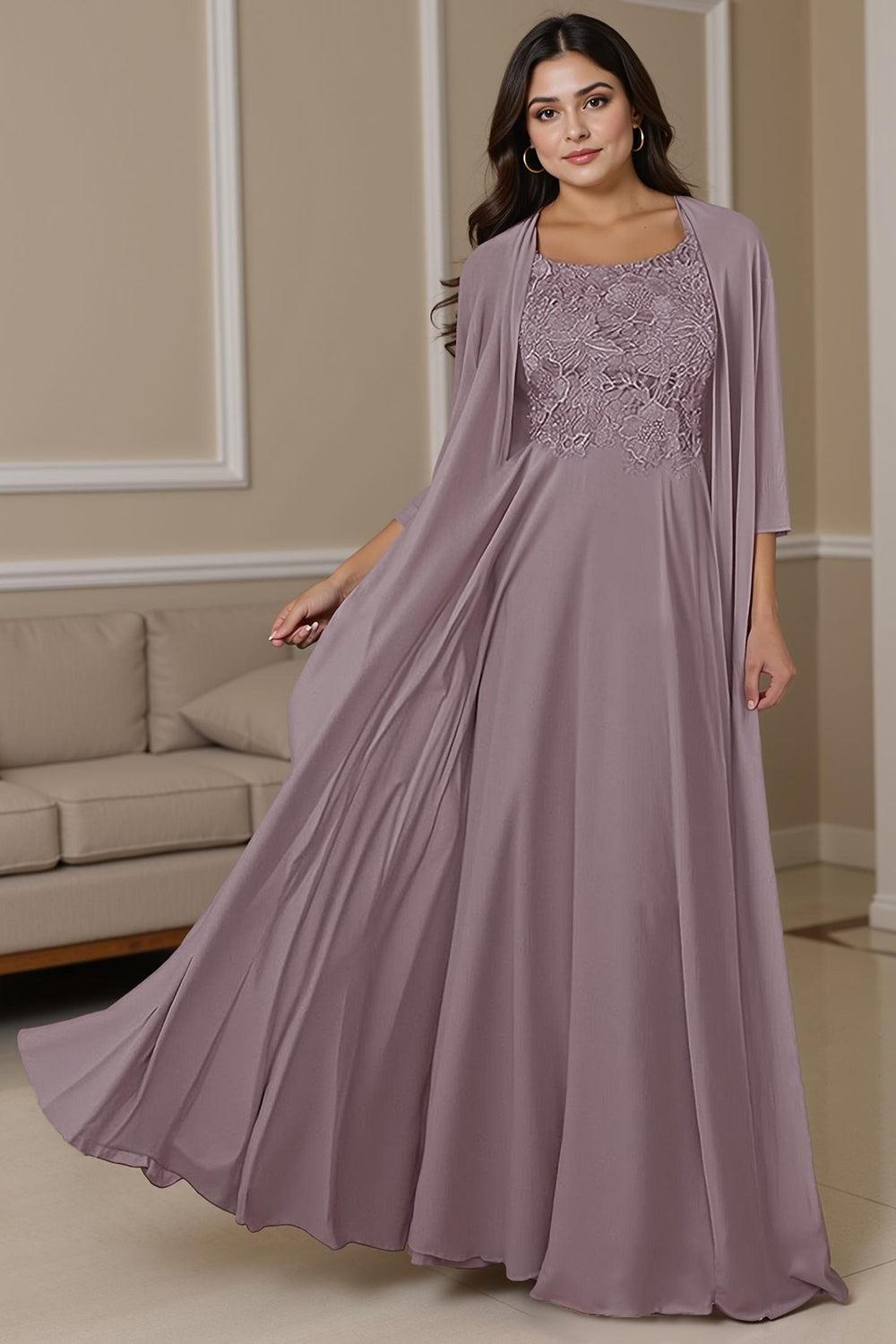 Dreamyannie Dusty Blue Sheath Floor Length 2 Piece Mother Of The Bride Dress With Jacket