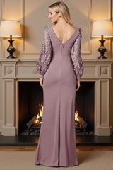 Dreamyannie Dusty Rose Floral Mermaid Floor Length Mother Of The Bride Dress With Lace