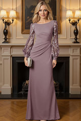 Dreamyannie Dusty Rose Floral Mermaid Floor Length Mother Of The Bride Dress With Lace