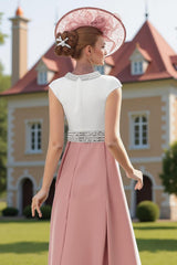 Dreamyannie Dusty Rose Mermaid Beaded Tea Length Mother Of The Bride Dress With Cape
